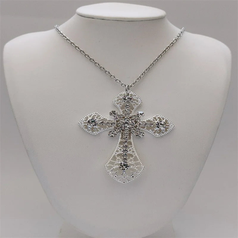 Rhinestone Cross Jewel Necklace