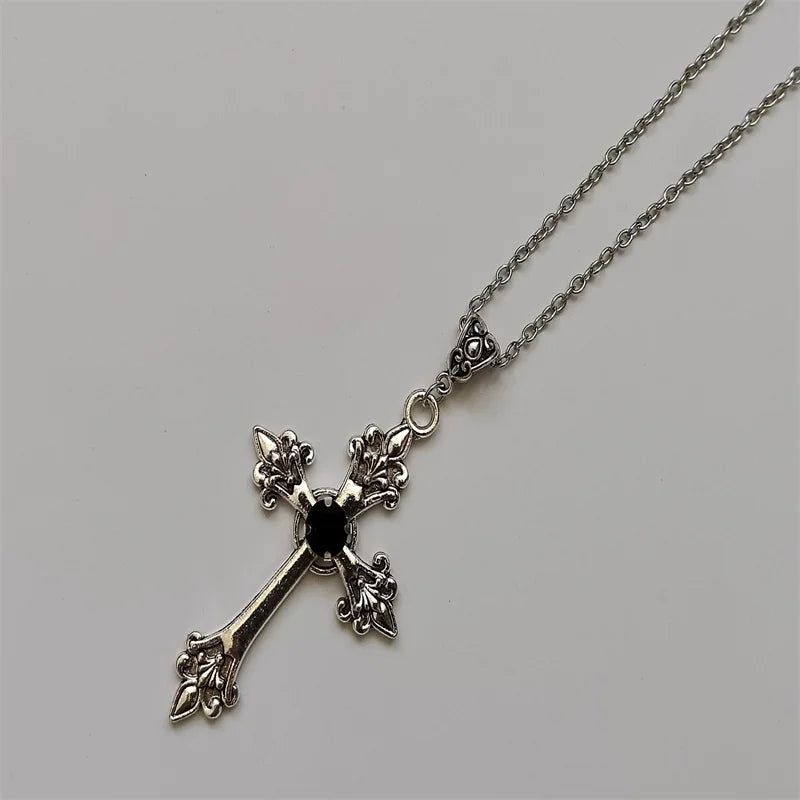 Rhinestone Cross Jewel Necklace