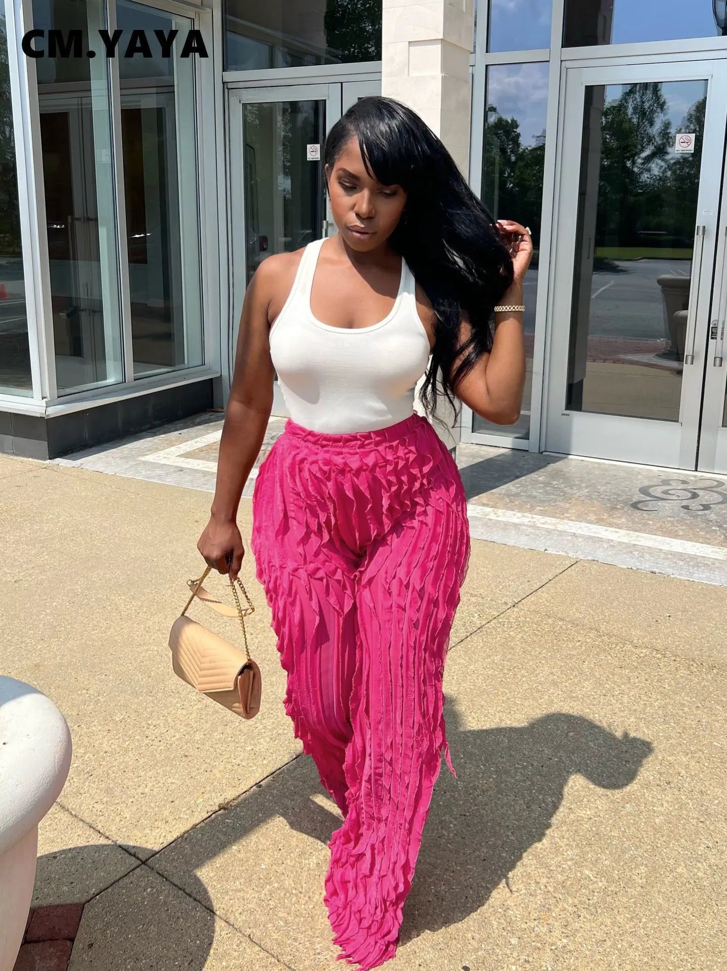 Wave Ruffles Wide Leg Pant