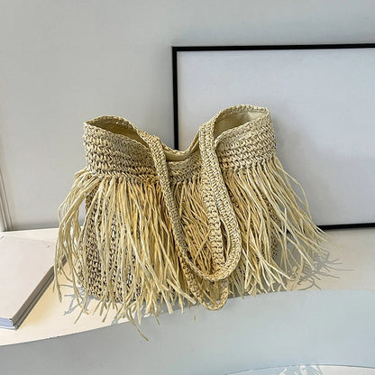 Tassel Woven Shoulder Bag
