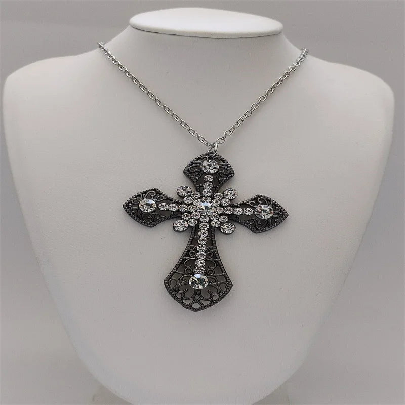 Rhinestone Cross Jewel Necklace