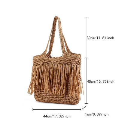 Tassel Woven Shoulder Bag