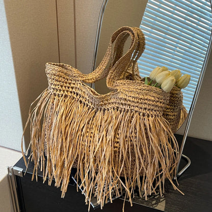 Tassel Woven Shoulder Bag