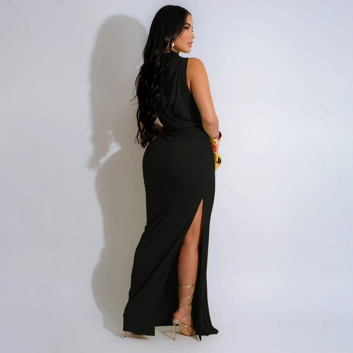 High Split Stacked Bodycon Maxi Dress