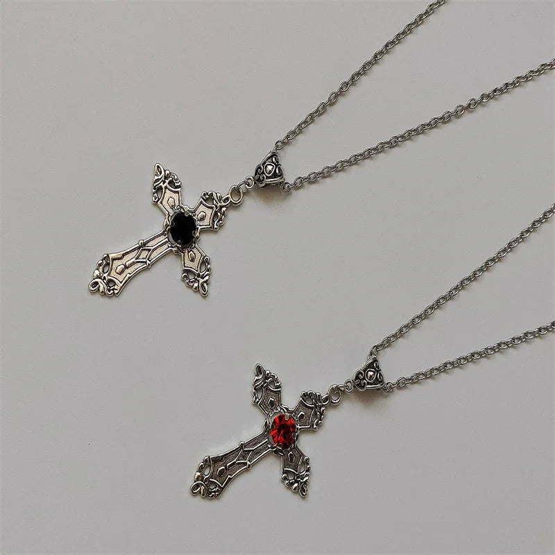 Rhinestone Cross Jewel Necklace