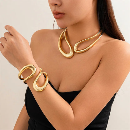 Big Open Torques Choker and Bracelet