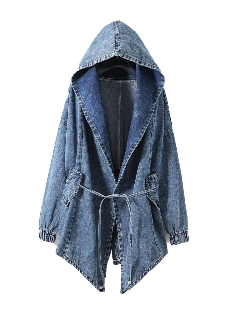 Denim Oversized Hooded Jacket