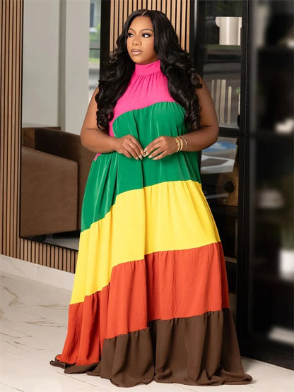 Print Bandage Loose Maxi Dress