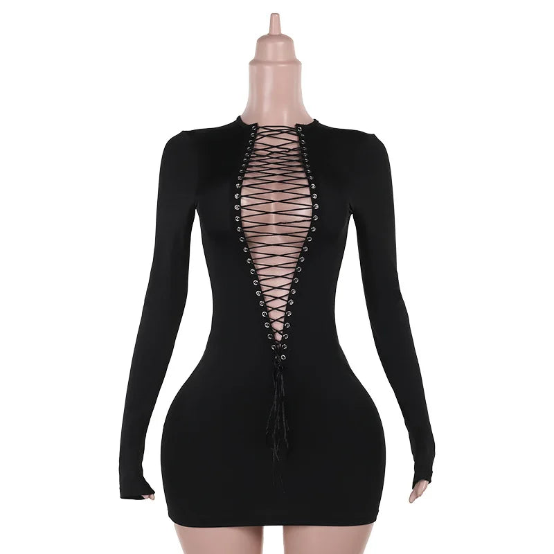 Hollow Shirring Sexy Dress