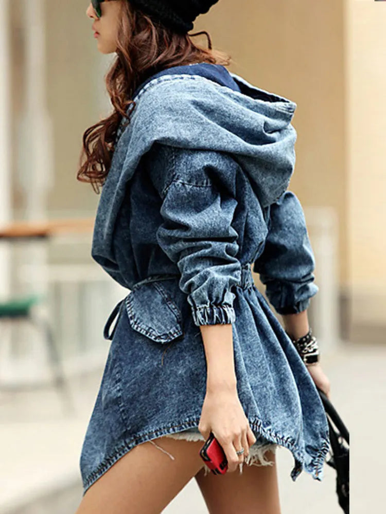 Denim Oversized Hooded Jacket