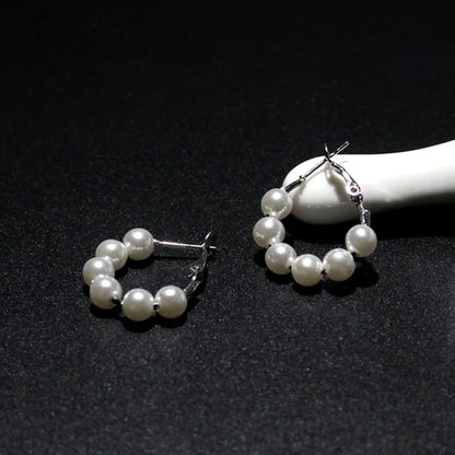 Imitation Pearl Hoop Earrings