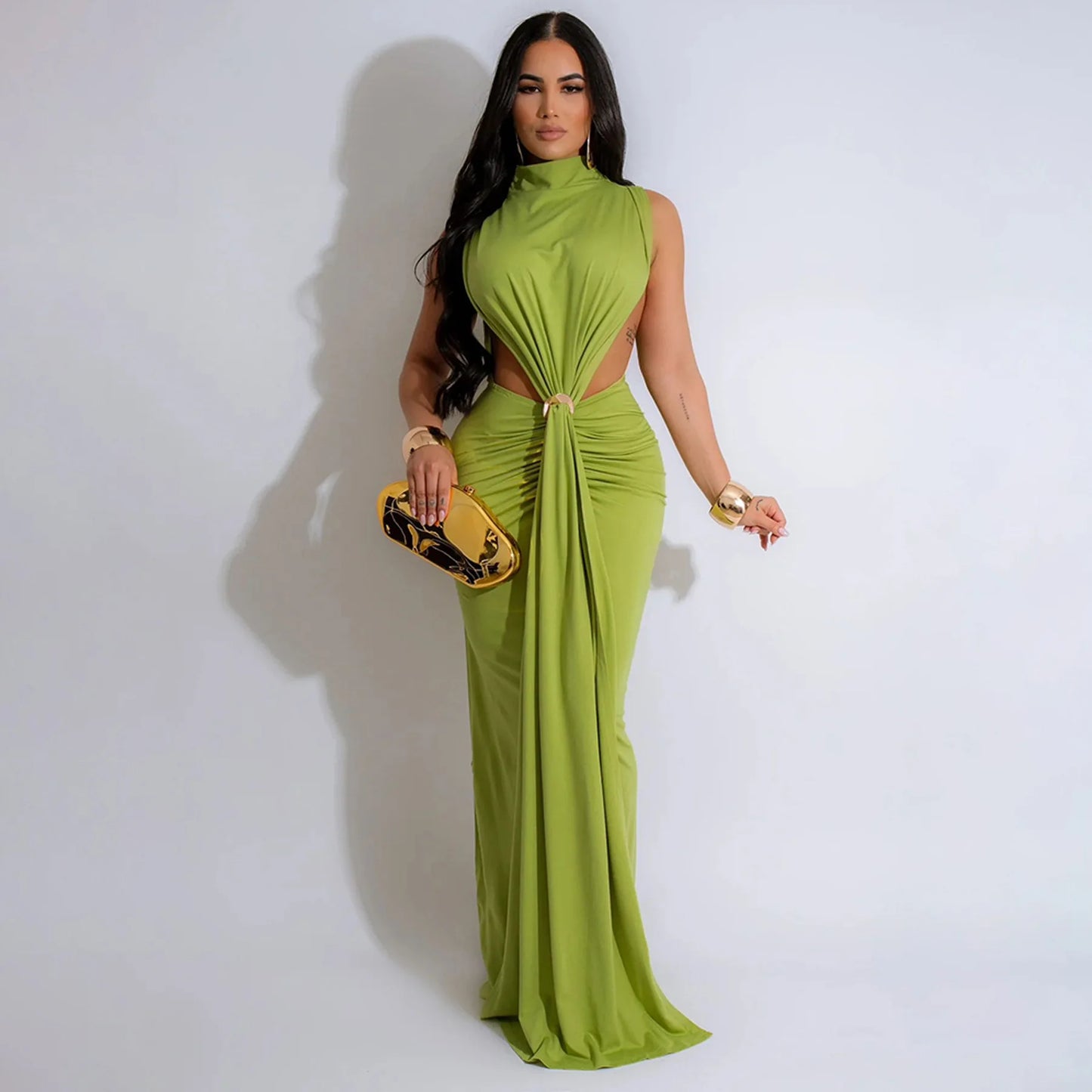 High Split Stacked Bodycon Maxi Dress