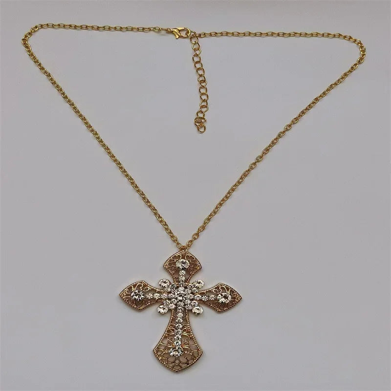 Rhinestone Cross Jewel Necklace