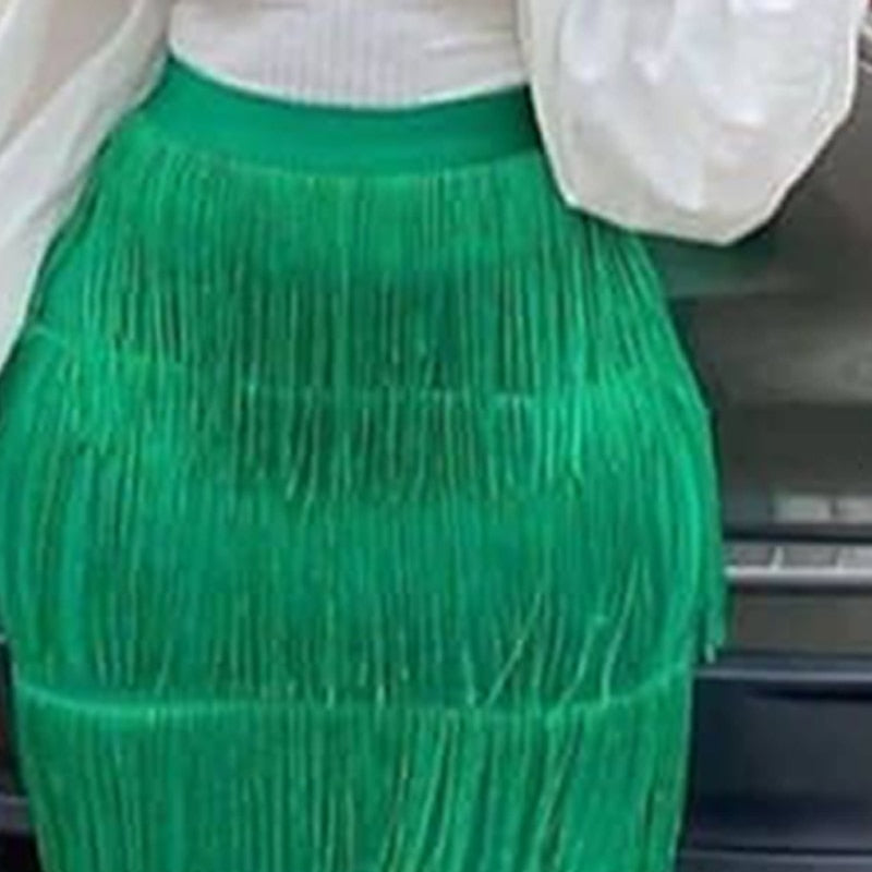 Fringe Bodycon Pencil Tassel Skirt