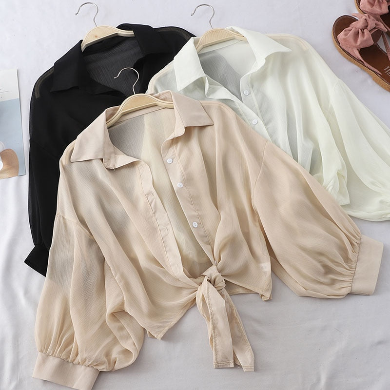 Half Sleeve t Loose Button Up Blouse