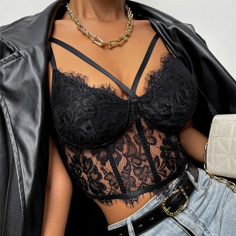 Lace Camisole Hollow Out Crop Top